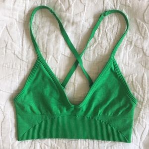 Green Lululemon Longline Sports Bra